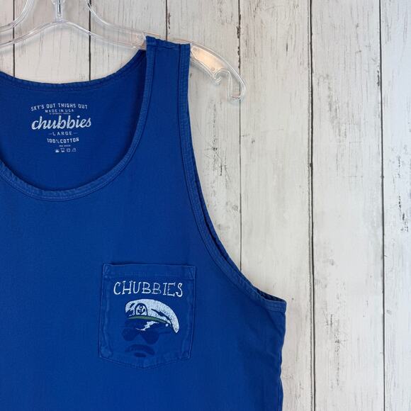 Chubbies Blue Admirals Club Sky’s Out Tights Out Sleeveless Tank Top Size Large - Picture 3 of 12